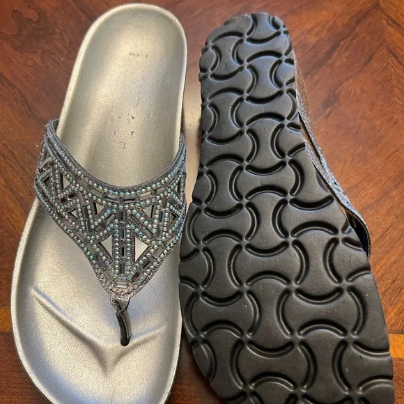 Embellished Silver Wedge Sandals - Picture 5 of 5